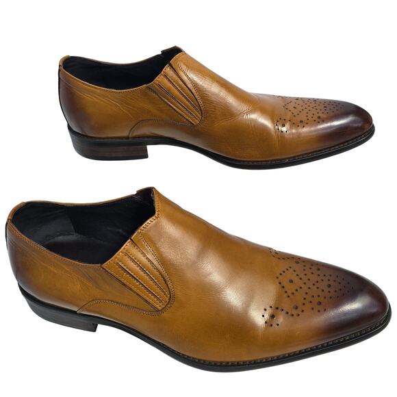 Carrucci  Cognac /Brown Men's Dress Shoes with brogue design Size 11 - Picture 1 of 8